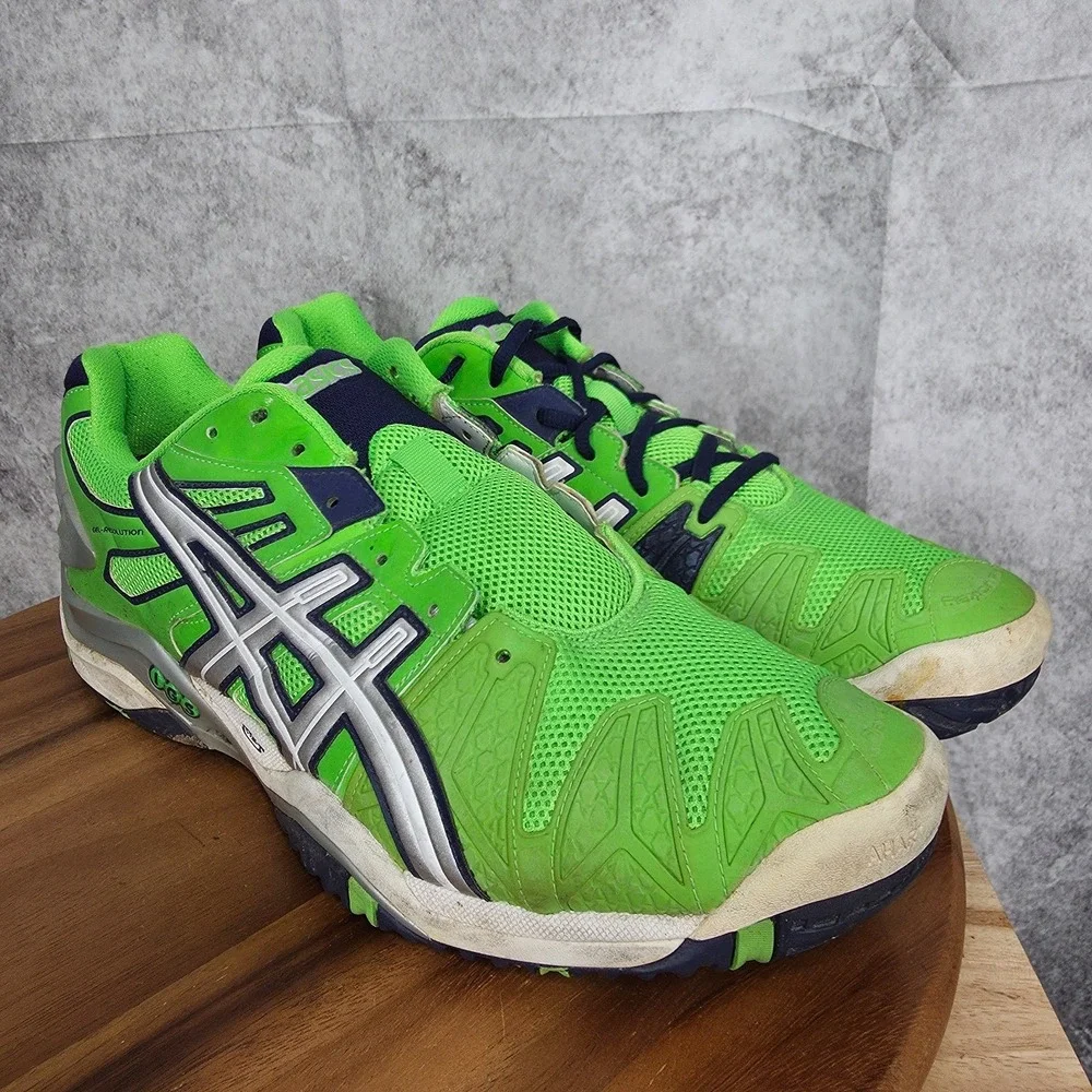 Asics Gel Resolution 5 Sneakers‎ Mens 14 Green Pickleball Tennis Shoes E300Y *